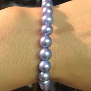 Natural blue seawater pearl bracelet 14k plated